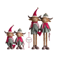 Bulk 2 Xmas Highland Cow W Extendable Legs 31x27x148cm 2 Asst