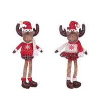 Bulk 12 Xmas Sitting Reindeer W Dangling Legs 16x12x41cm 2 Asst