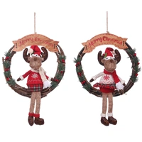 Bulk 8 Xmas Wreath W Reindeer 33x11x46cm 2 Asst