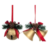 Bulk 24 Xmas Gold Metal Bell Hanger 7.5-10cm 2 Asst