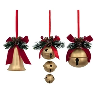 Bulk 24 Xmas Gold Metal Bell Hanger 10-15cm 3 Asst