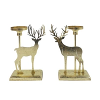 Bulk 8 Rustic Gold Metal Xmas Candle Holder 16.5/20x9x28cm 2 Asst