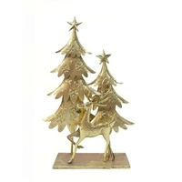Bulk 4 Rustic Gold Metal Xmas Tree & Reindeer 40x11x59cm