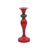 Bulk 6 Xmas Metal Red & Green Candle Holder 13.3x13.3x34.5cm