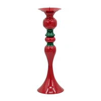 Bulk 6 Xmas Metal Red & Green Candle Holder 13x13x39cm