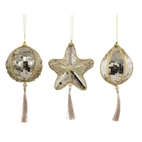 Bulk 24 Xmas Champagne Luxe Hanging Ornament 3 Asst