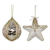 Bulk 24 Xmas Champagne Luxe Hanging Ornament 11.5/15cm 2 Asst