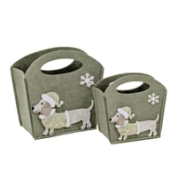 Bulk 12 Xmas Felt Bag W Dachshund 19x9x18.5cm
