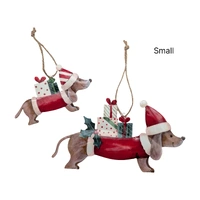 Bulk 24 Xmas Metal Dachshund Hanger Sml 12.5x7cm
