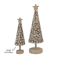 Bulk 4 Xmas Wooden Tree Sml 14.5x14.5x50cm