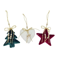 Bulk 24 Xmas Fabric Hanging Ornament 11x3x11cm 3 Asst