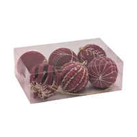 Bulk 6 Xmas Burgundy Velvet Ornament pk6 d8cm