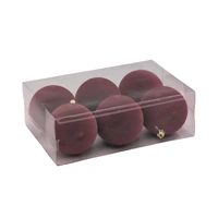 Bulk 8 Xmas Burgundy Velvet Ornament pk6 d8cm