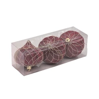 Bulk 12 Xmas Burgundy Velvet Ornament pk6 d13cm