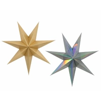 Bulk 24 Xmas Folded Paper Metallic Star 60cm 2 Asst