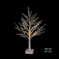 Bulk 4 Xmas Winter Berry Light Up Tree 60cm 60led