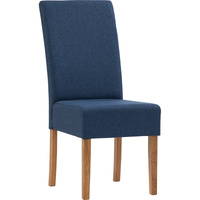 Mesi Dining Chairs x2 Natural Legs Blue Fabric Upholstery