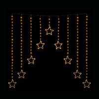LED Wire Star Curtain Gold Lights Christmas Decoration