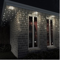 Solar 400 LED Icicle Lights Cool White Christmas Outdoor