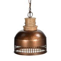 Philbee Interiors Copper Cut-Out Wood Lampshade Ceiling Light