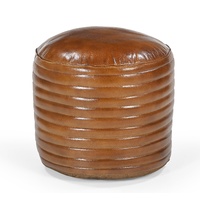 Philbee Interiors Caramel Grooved Leather Ottoman