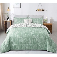 styleforhome Green White Floral King Reversible Comforter