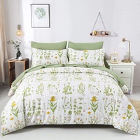 styleforhome Vintage Green Bloom 3-Piece Comforter & Pillow Cover Set