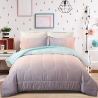 styleforhome Girls Ombre Blue Pink Queen Comforter 3-Piece Set