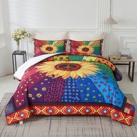 styleforhome Floral Sunflower King Comforter Set with Pillowcases