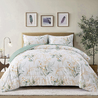 styleforhome Soft Leaves King Comforter Set with Pillowcases