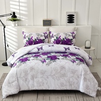 styleforhome Luxe Loft Purple Rose Quilted Comforter 3-Piece