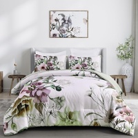 styleforhome Green Floral Quilted Comforter Set King Size