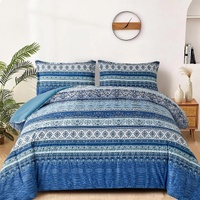 styleforhome Boho Blue King 3-Piece Comforter & Pillow Cover Set
