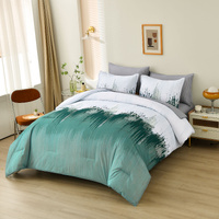 styleforhome King Comforter Set Floral Stripes Plush 3-Piece Bedding