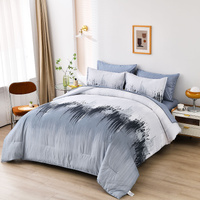 styleforhome Floral Stripes King Comforter Set 3-Piece Bedding