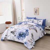 styleforhome Plush Floral King Comforter Set Quilted Bedding