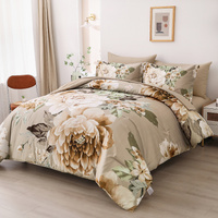 styleforhome Cosy Floral King Comforter Set Quilted Bedding