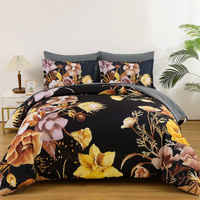 styleforhome Soft Floral Leaf King Comforter Set Quilted