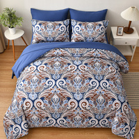 styleforhome Floral Stripes King Size 3-Piece Comforter Set with Pillowcases
