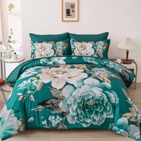 styleforhome Pure Haven Green Floral 3-Piece Comforter Set