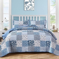 styleforhome Vintage Big Check Quilted Bedding Set Queen