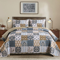 styleforhome Retro Checkered Quilted Bedspread Set Queen