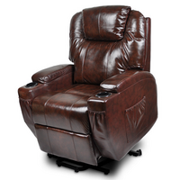 Brown Recliner Lift Heat Massage Armchair 2 Motor Sofa
