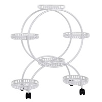 P&P Fin White 6-Pot Metal Plant Stand 4-Tier with Wheels