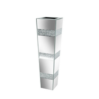 P&P Silver Crushed Diamond Flower Vase Mirrored Glass