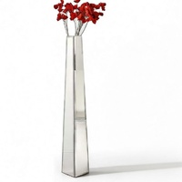 P&P Large Silver Floor Vase 30 Inch Tall Glass Branch Display