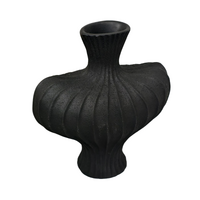 P&P Black Nordic Resin Flower Vase Textured Boho Design