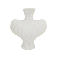 P&P White Nordic Resin Flower Vase Textured Boho Design