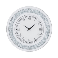 P&P Crushed Diamond Wall Clock 60x60cm Silver Square Luxury