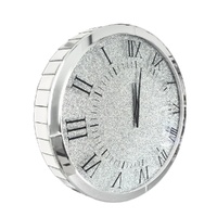 P&P Crushed Diamond Wall Clock 80x80cm Silver Large Bevelled